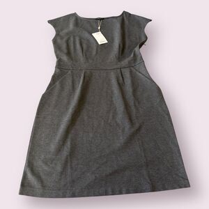 Quince Sheath Dress Womens Large Elegant Gray Cap Sleeve Round Neck Side Zip